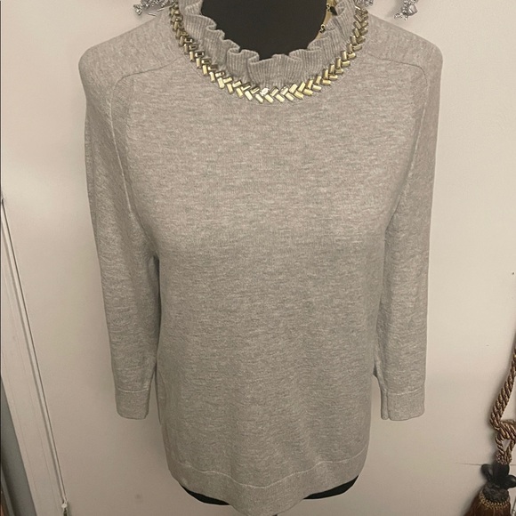 Talbots Gray Ruffle Neck Sweater - Picture 1 of 6